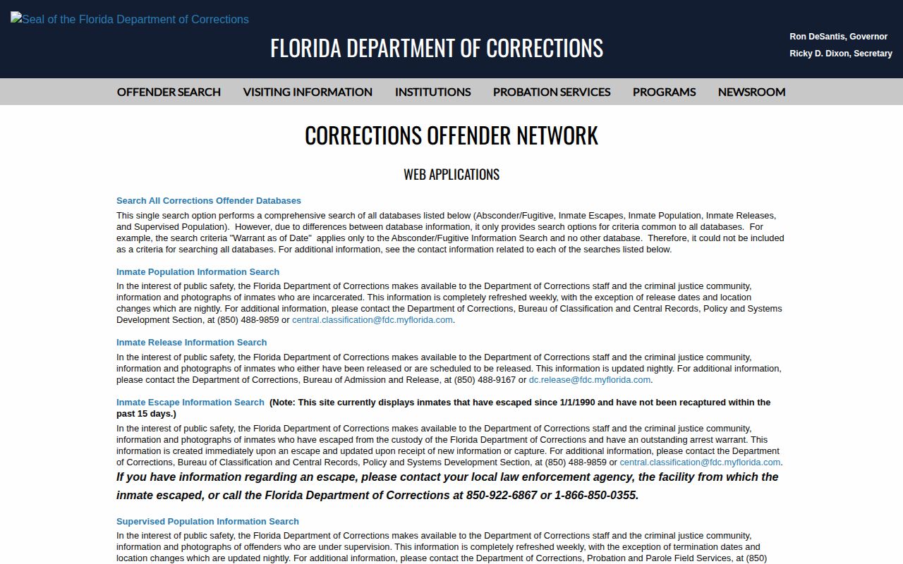 Florida offender search routes for Hillsborough County released inmates